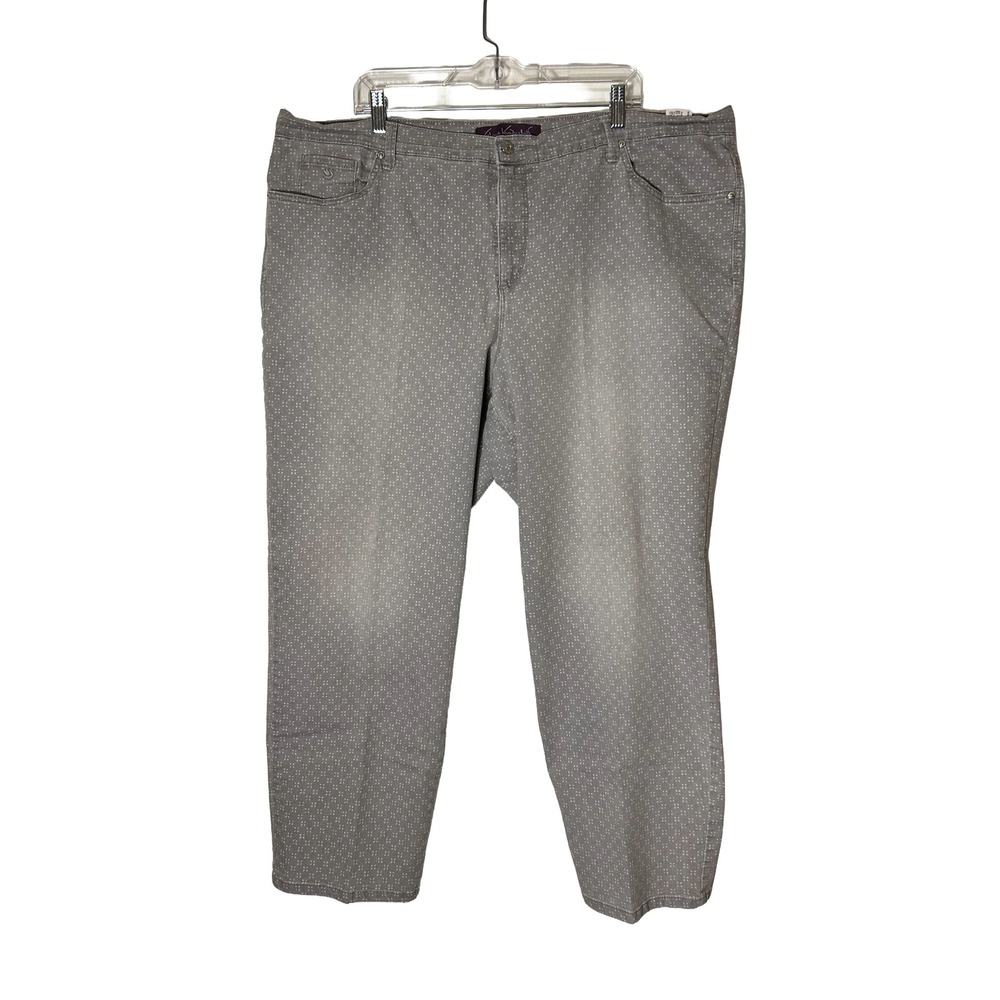 Gloria Vanderbilt Amanda Jeans Women's‎ 22W Grey Micro Print Straight Leg Pants